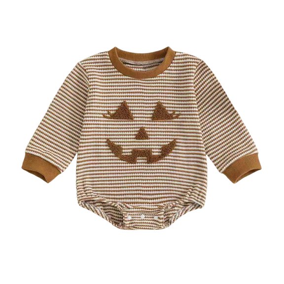PEASKJP Baby Boy Rompers Baby Pajamas, Long Sleeve Footless Rompers, Snap Closure Sleeper for Boy Girls Brown,12-18 Months