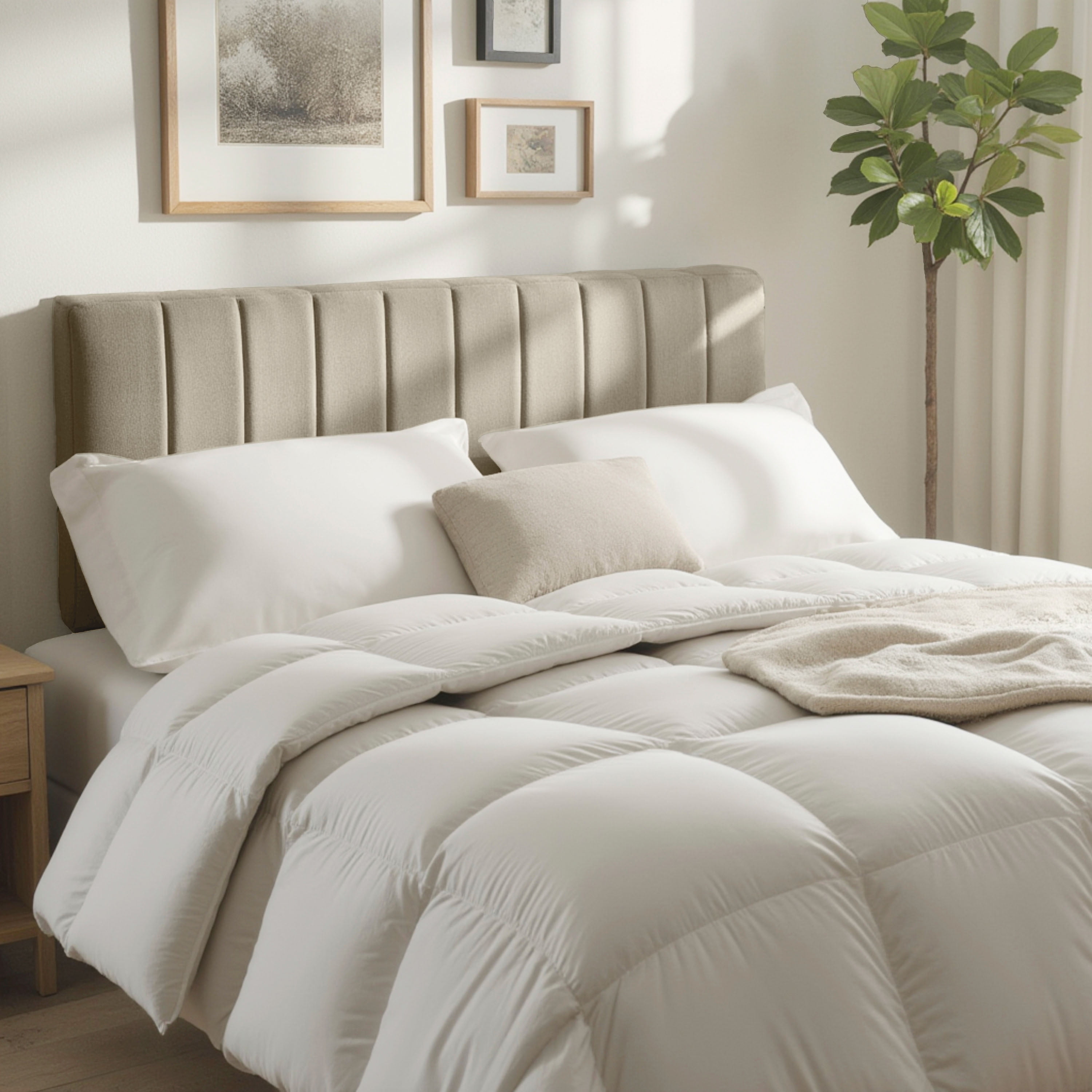 Lammlaoe Full Size Headboard, Upholstered Wall Mounted, Peel and Stick Installation, Sound Reducing 3D Panel Design, Easy Assembly, Linen