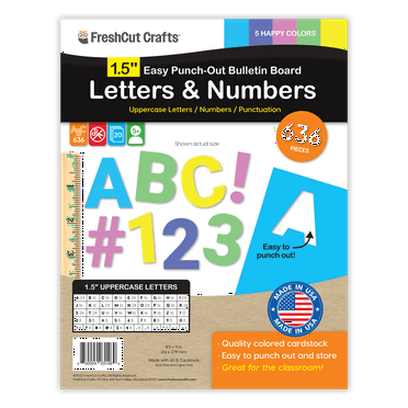 FreshCut Crafts Bulletin Board Letters & Numbers, Happy Colors, 1.5in, 636 Pieces