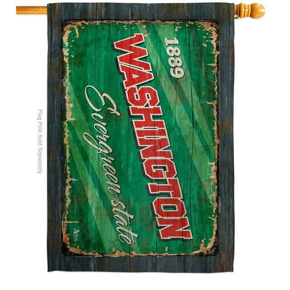 Americana Home & Garden H140992-BO 28 x 40 in. Washington Vintage American State House Flag with Double-Sided Horizontal Decoration Banner Garden Yard Gift
