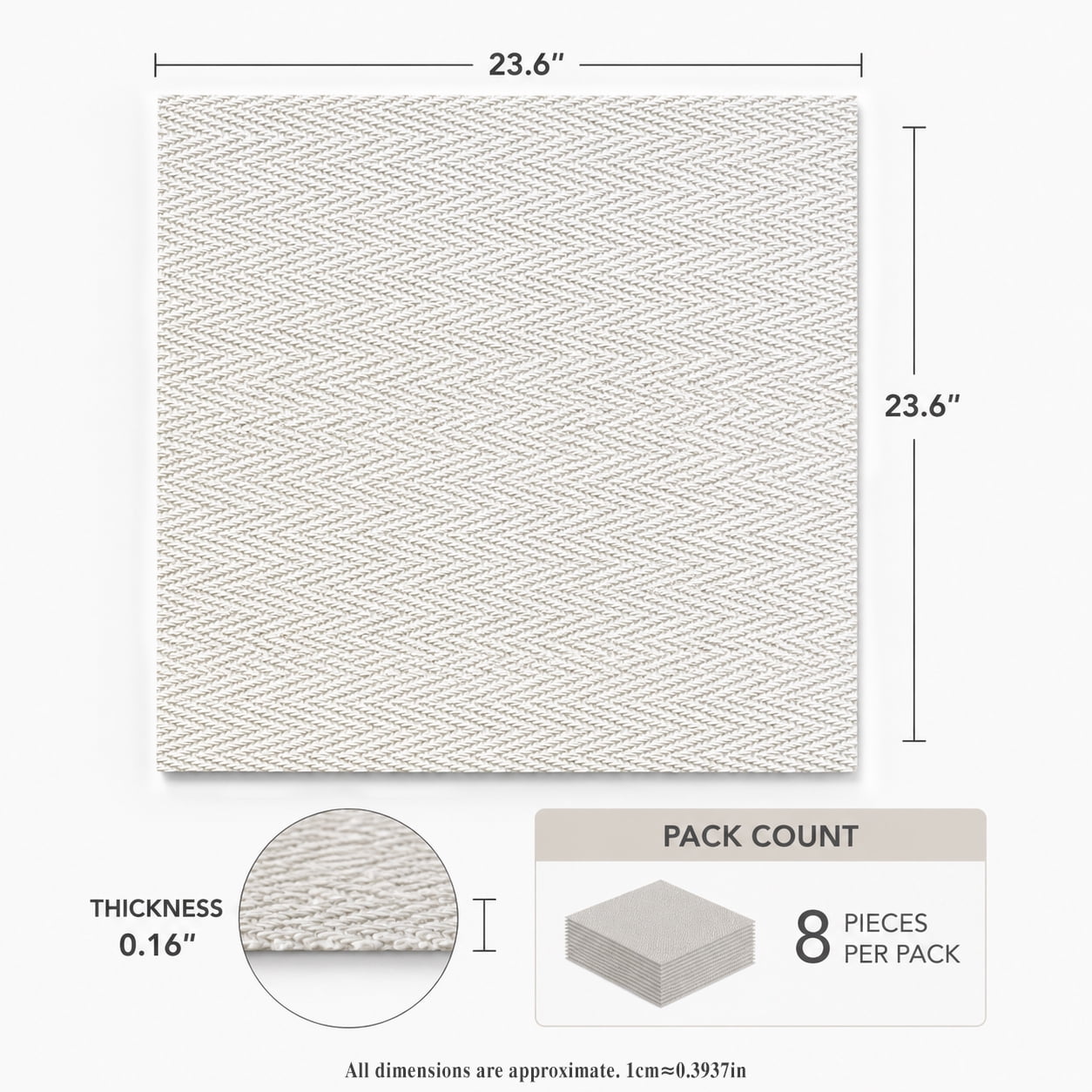 Real3D 8Pcs 24"x24" Faux Stone Wall Panels 3D Textured, Flexible Real Sand Finish Decorative Wall Tiles,White