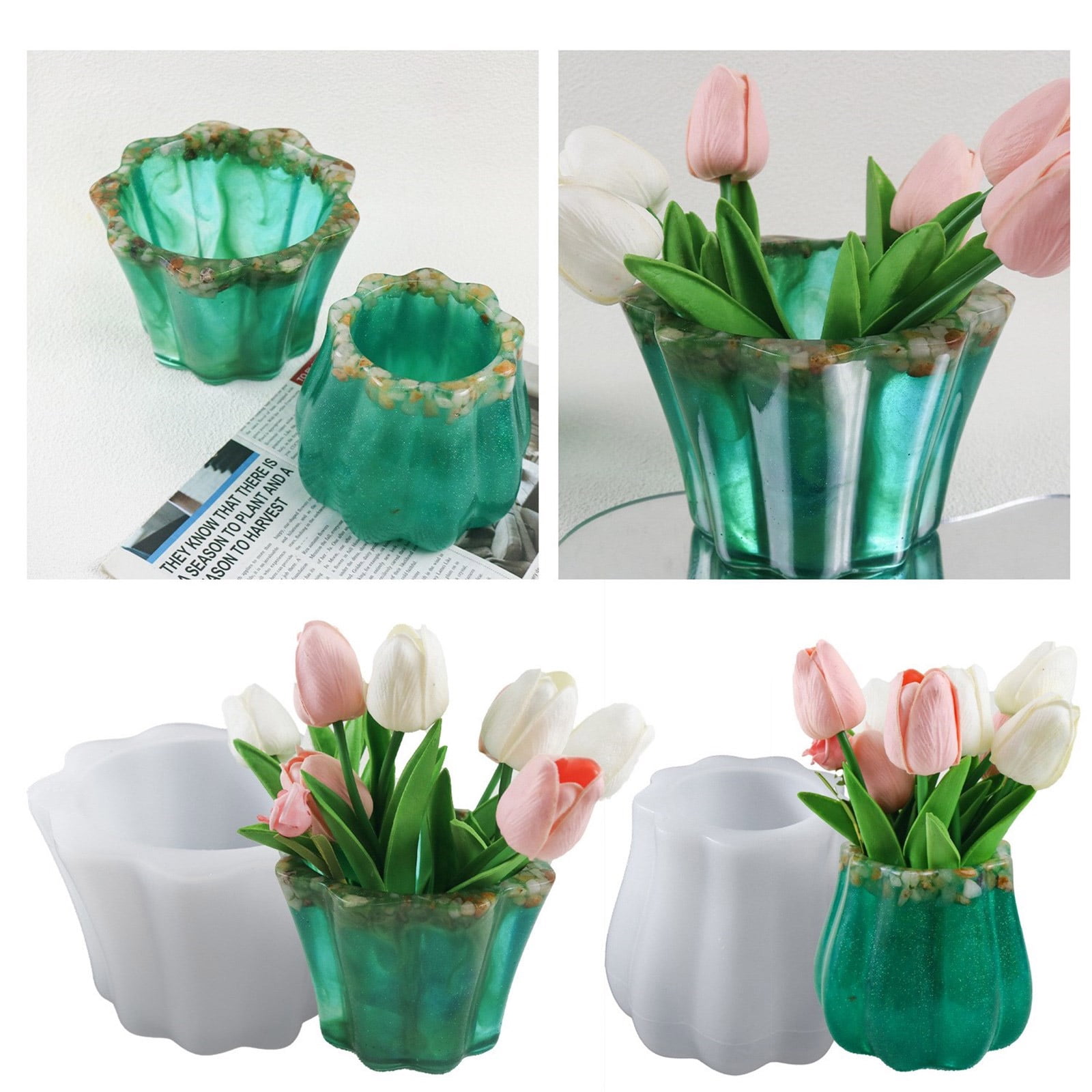 Succulent Flower Pots Silicone Mold DIY Garden Concrete Flowerpot Candle Holder Mould Resin Casting Molds Handmade Craft
