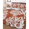 thumbnail image 3 of Quilts Twin Size, Burnt Orange Coastal Coral Soft Comforter Bedding Set for Bed, Summer Nautical Sea Beach Ocean Lightweight Quilted Bedspread with Pillow Cover(2 Pieces) for All Season, 68x86 Inch, 3 of 9