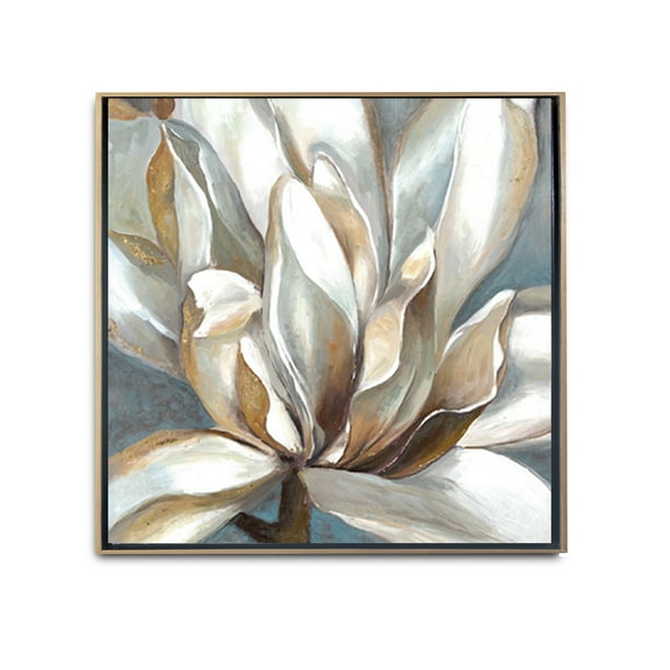 Cuadro Decorativo moerno Flor Elegante Marco Dorado Blanca Impresion Digital Texturizada Listo para Colgar Maxigráfica Shop Cuadro Flor Elegante