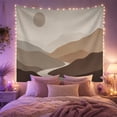 thumbnail image 2 of Neutral Minimalist Mountain Landscape with Round Sun, Calming Boho Art for Nature Lovers, Nature Inspired Decor, Housewarming Gift Tapestry Wall Hanging for Bedroom and Living Room, 2 of 7