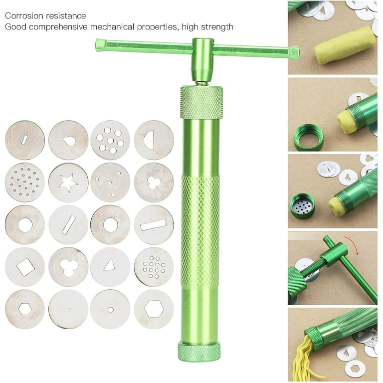 Mud Tools, Stainless Steel Green Rotating Squeezer Mud Extruder Tools DIY  Baking Fondant Cake Sculpture Polymer Clay Tools (Green) 