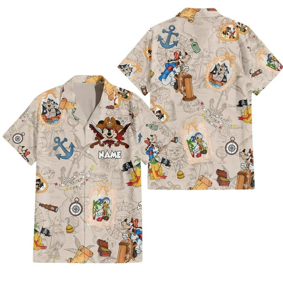 Disney Mickey and Friends Cruise Hawaiian Shirt, Pirate Vacation Button Shirt, Summer Family Beach Shirt