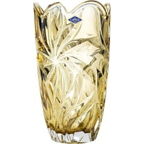 Bohemia Crystal AU52631 11" Flowers Vase 'Flora'. Lead-Free Crystal, Amber