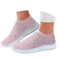 thumbnail image 3 of Xiaoxatg Women's Casual Shoes Breathable Mesh On Flat Comfortable Walking Footwear with Rhinestone for Daily Activities 7 Pink, 3 of 7