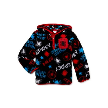 

Spider-Man Boys Faux Sherpa Quarter Zip Fleece Hoodie Sizes 2T-7