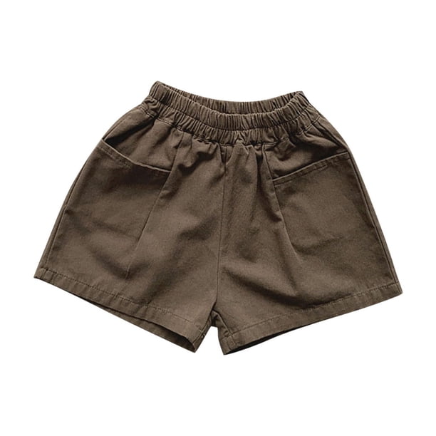 Odeerbi 2-8 Años Niños Niñas Verano Algodón Pantalones Cortos Color Sólido Casual Pantalones Cortos Con Bolsillos