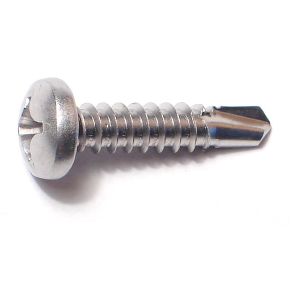 #12-14 x 1" 410 Stainless Phillips Pan Head Self-Drilling Screws (10 pcs.)