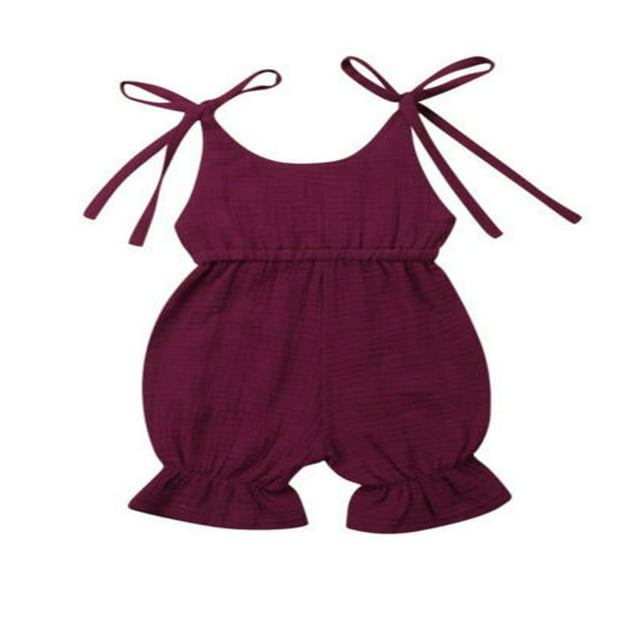 Vêtements pour Bébé Fille en Coton, Barboteuse à Volants à Dos Nu