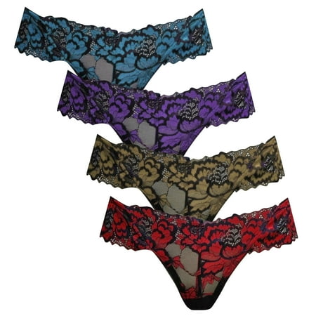 Icvfdpl Underwear For Women 4Pc Lace Mesh Seamless Half Wrapped Low Waist Thong Comfortable Skin-Friendly Women S Panties Xl