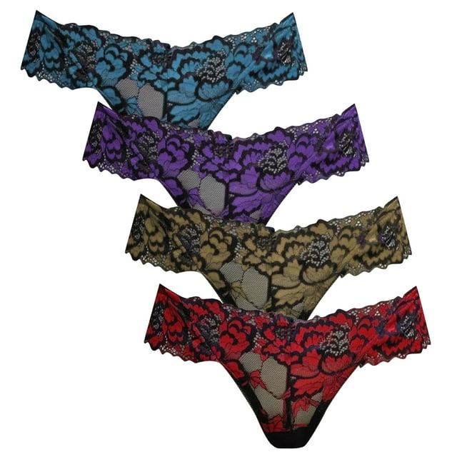 Aayomet sous-Vêtements pour Femmes Strings en Maille Sans Couture Demi-Enveloppés Culottes Taille Basse String (Multicolore, TG)