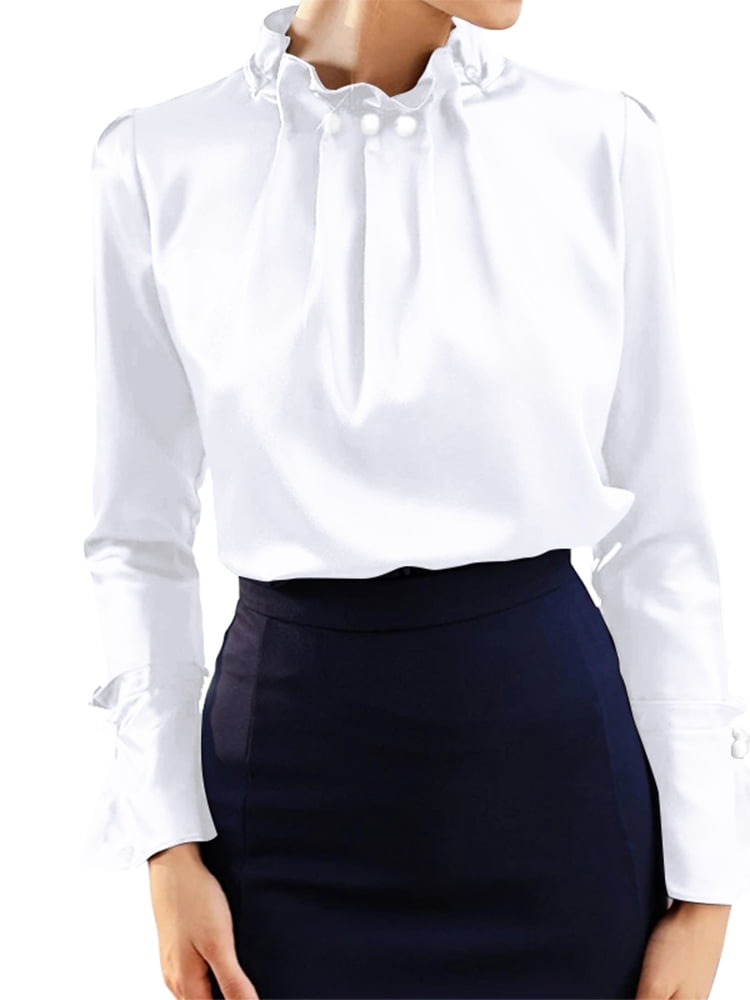Women Long Sleeve Shirt Tops Office 
