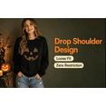 thumbnail image 2 of vzibsiv Womens Drop Shoulder Pumpkin Face Sweatshirt Polyester Casual Pullover,Black 2XL, 2 of 5
