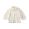 thumbnail image 2 of Drmagiyhm Girls Polar Fleece Jacket Fall Winter Fleece Zipper Jacket Lightweight Outerwear Fuzzy Fleece Thick Sweatshirt Lightweight Winter Coats White 1-2 Years, 2 of 4