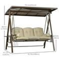 thumbnail image 3 of Outsunny Balançoire de Porche 3 Places Balançoire d'Extérieur Auvent Réglable Coussin Kaki, 3 of 10