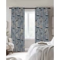 thumbnail image 4 of Blue Seaports Blackout Curtains for Bedroom Living Room Darkening Curtains 90 Inch Vintage Ocean Anchor Shark Farmhouse Wood Black Out Window Curtain Privacy Window Treatment Grommet Drapes 52"x90"x2, 4 of 9