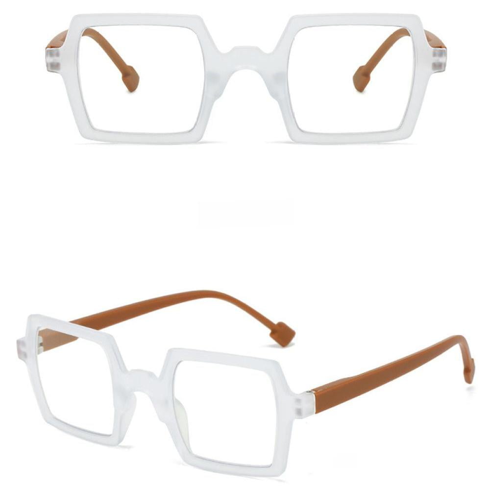 4 Pairs of Mens White Brown Personalized Oversized Square Reading Glasses Womens Spring Hinge Blue Light Blocking Readers +2.50