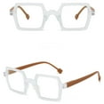 thumbnail image 2 of 4 Pairs of Mens White Brown Personalized Oversized Square Reading Glasses Womens Spring Hinge Blue Light Blocking Readers +1.50, 2 of 4