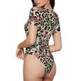 thumbnail image 3 of The Xecao Leopard Dots Women's Crew Neck Body Suit, a short-sleeved bodysuit and basic swimsuit, both comfort and style for dating and daily life, 3 of 9