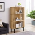 thumbnail image 2 of Storage Display Accent Cabinet, Brown Oak, Wood, Metal Steel, Living Office Kitchen Hospitality Restaurant, Modern Contemporary HB34886, 2 of 9