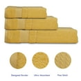thumbnail image 2 of Melissa Linen, 3-Piece Cotton Bathroom Towels, Bath Towel, Hand Towel, Washcloth, Absorbent, Yellow, 2 of 5