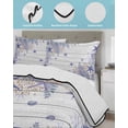 thumbnail image 4 of Quilts Full Size Bedding Set, Purple Coastal Lightweight Quilted Comforter, Beach Nautical Coral Starfish Vintage Soft Reversible Bedspread Coverlet with Pillow Covers for All Season, 78" x 90", 4 of 7