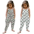 thumbnail image 3 of Baby Rompers Girl Elegant Cartoon Sleeveless Square Neck Girls Loose Floral Strap Harem Jumpsuit Outdoor Casual Outfit, 3 of 9