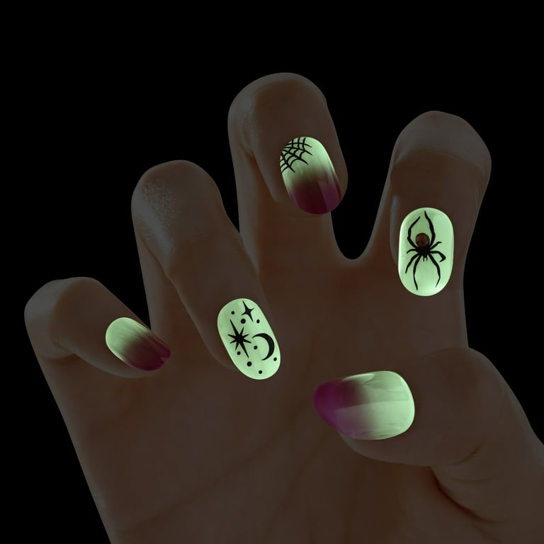 pack) KISS imPRESS No Glue Needed Press On Nails, Design Glow in