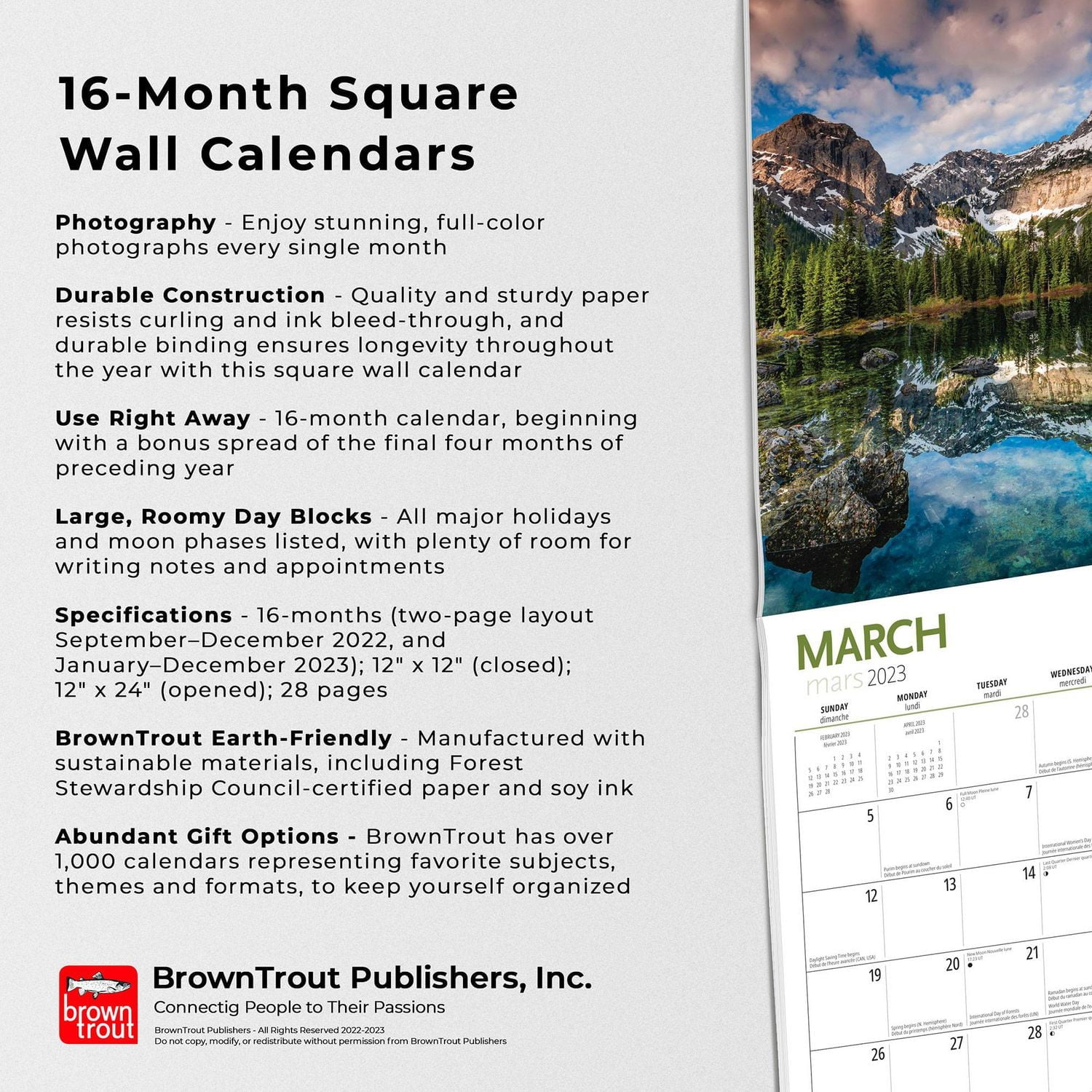 Canadian Wilderness | 2023 12x24 Inch Square Wall Calendar