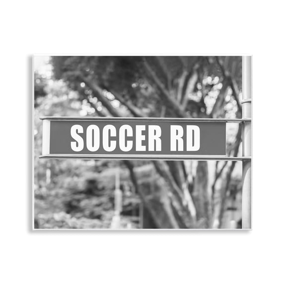 Stupell Industries Soccer Road Sign Sports Photography Unframed Art Print Wall Art, 14 x 11