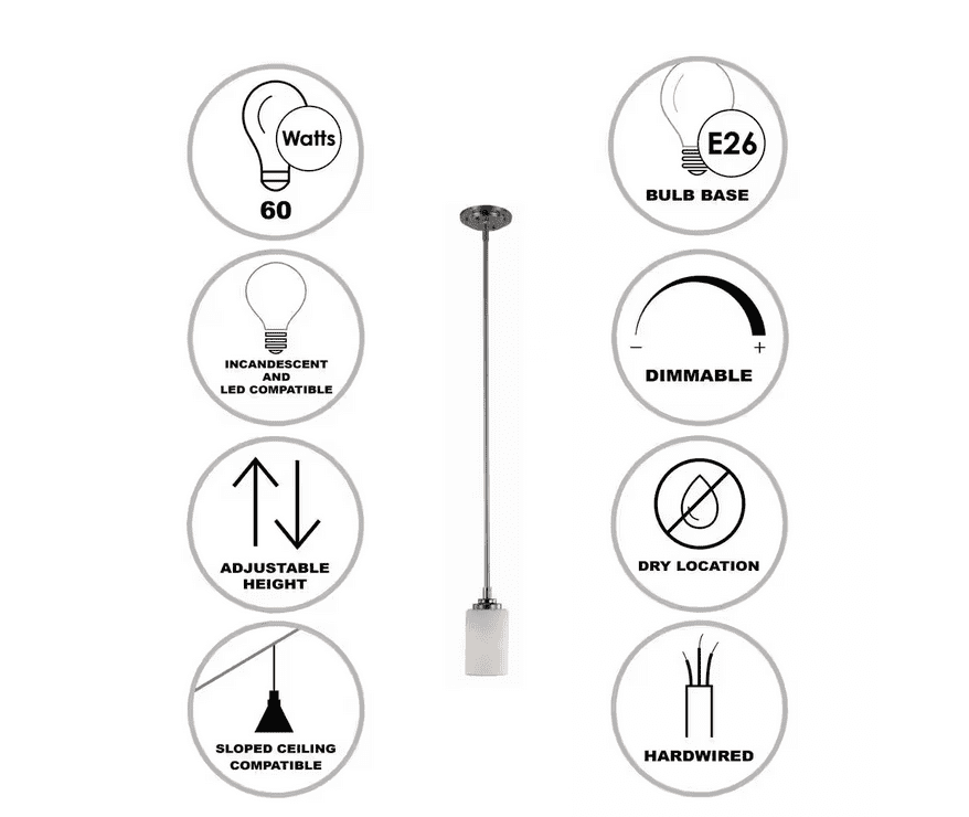 Bel Air Lighting Mod Pod 1-Light Brushed Nickel Hanging Mini Pendant Light Fixture with Frosted Glass Cylinder Shade
