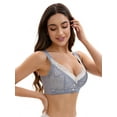 thumbnail image 4 of Unique Bargains Front Closure Full Coverage Wirefree Bras M Light Grey, 4 of 6