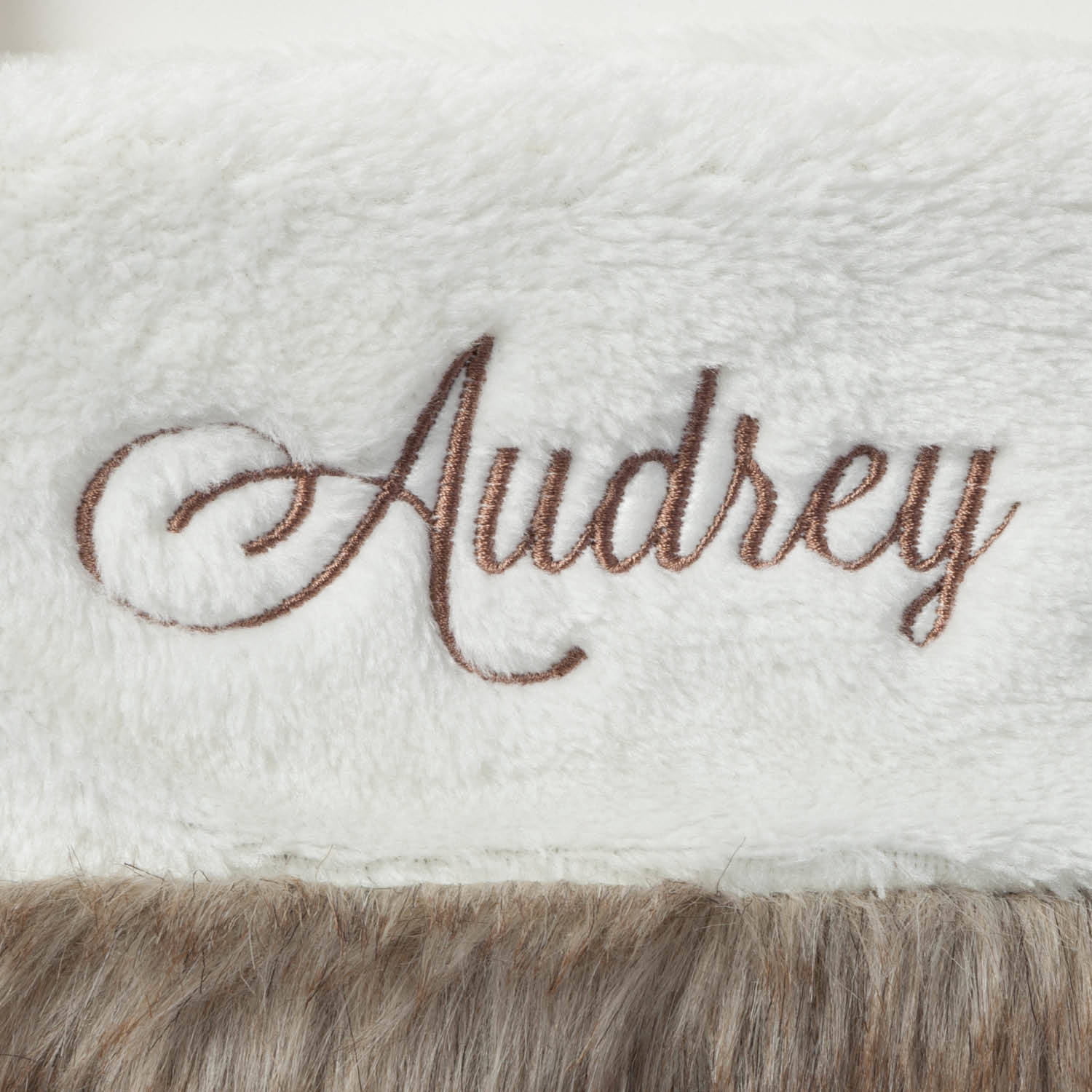 Personalized Herringbone Christmas Stocking With Fur Trim