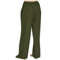 thumbnail image 6 of AJTQTH Lounge Pants for Women Imitation Cotton Plus Size Solid Casual Pants Drawstring Wide-Leg Straight Loose Trousers Army Green L, 6 of 7