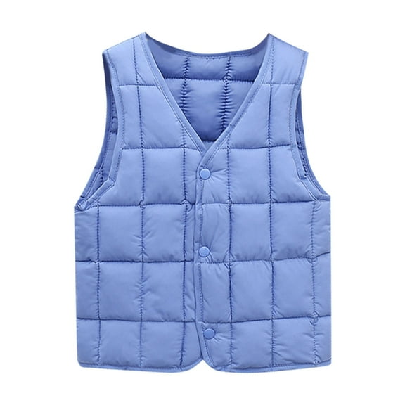 Generic Children Pullover Clothes Toddler Boys Girls Down Vest Autumn/Winter Front Buckle Solid Color Children's Vest Party Birthday School Christmas Gifts