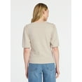 thumbnail image 3 of Time and Tru Women's Cotton Crewneck Tee with Puff Sleeves, Sizes XS-XXXL, 3 of 5