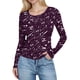 thumbnail image 2 of Xuyuer Long Sleeve Tops for Women Round Neck Floral Blouse Layering Fitted Going Out Top, 2 of 6