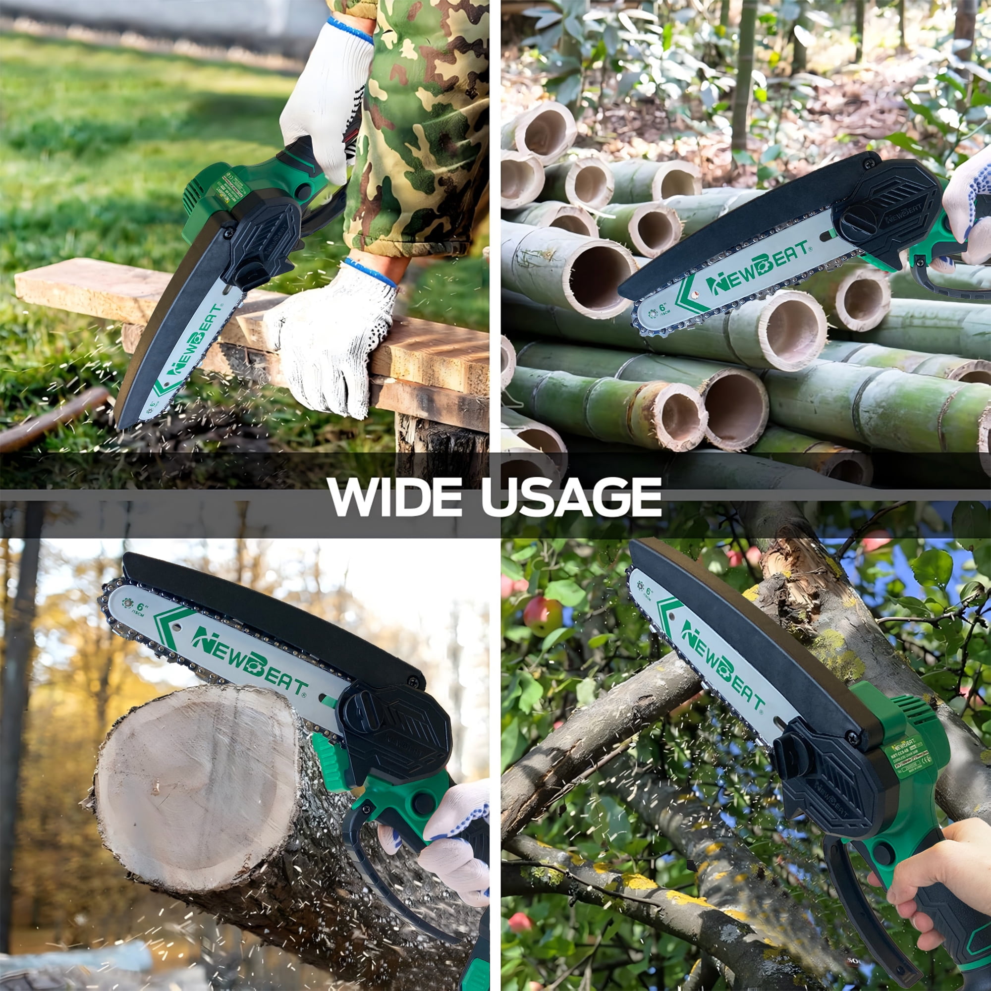NEWBEAT Mini Chainsaw Cordless, 6 inch Electric Chain Saw Battery Powered, Small Handheld Portable Saw for Wood/Trees Trimming, Gift for Men Dad Women