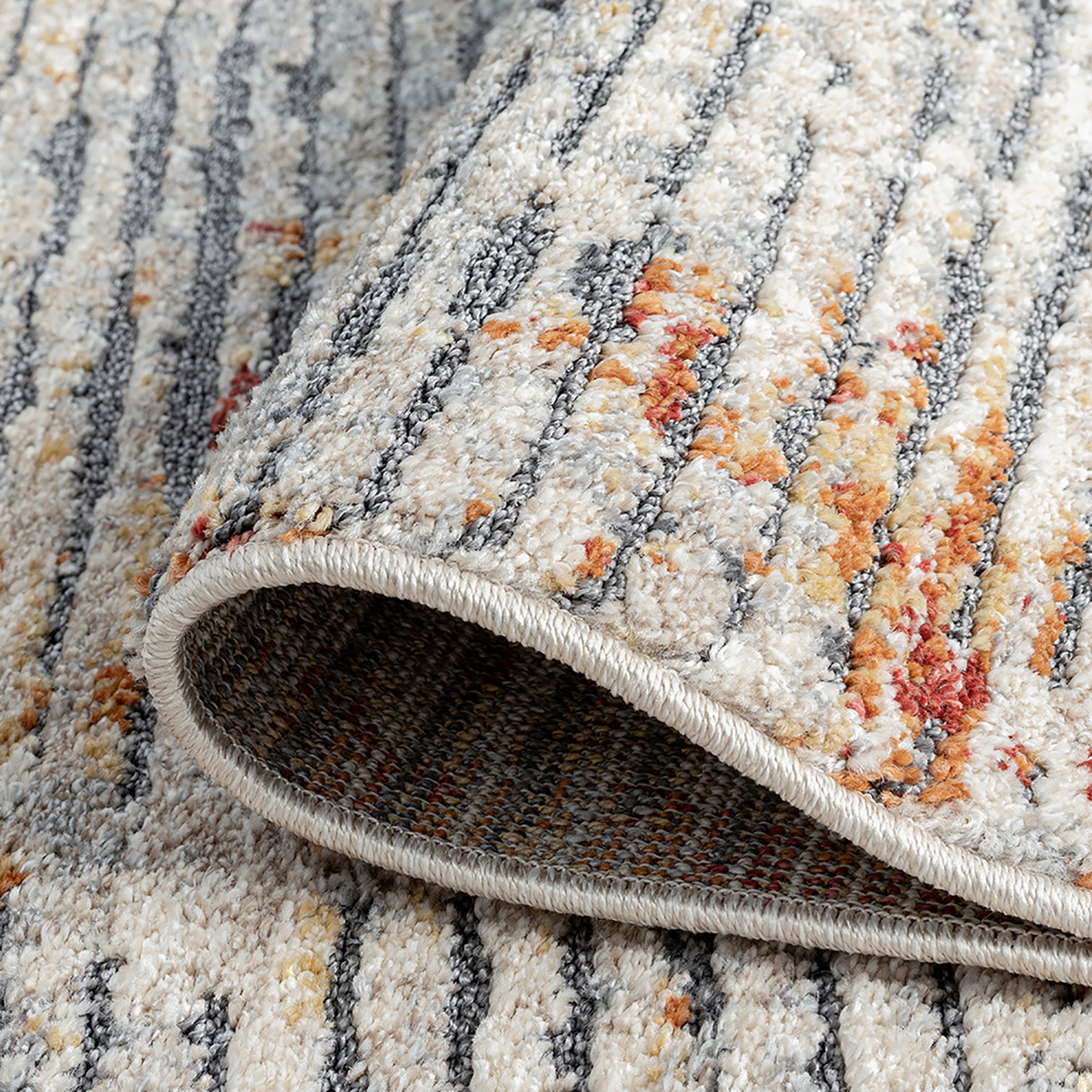 Contemporary 2x8 Area Rug (2'3'' x 7'3'') Abstract Gray, Rust Indoor Runner Easy to Clean