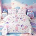 thumbnail image 2 of meiyoeat Cartoon Mermaid Print Bed Spread Queen For Girls,Magic Ocean Animals Queen Coverlet Set,3 Pieces,1 Quilt and 2 Pillowcases, 2 of 7