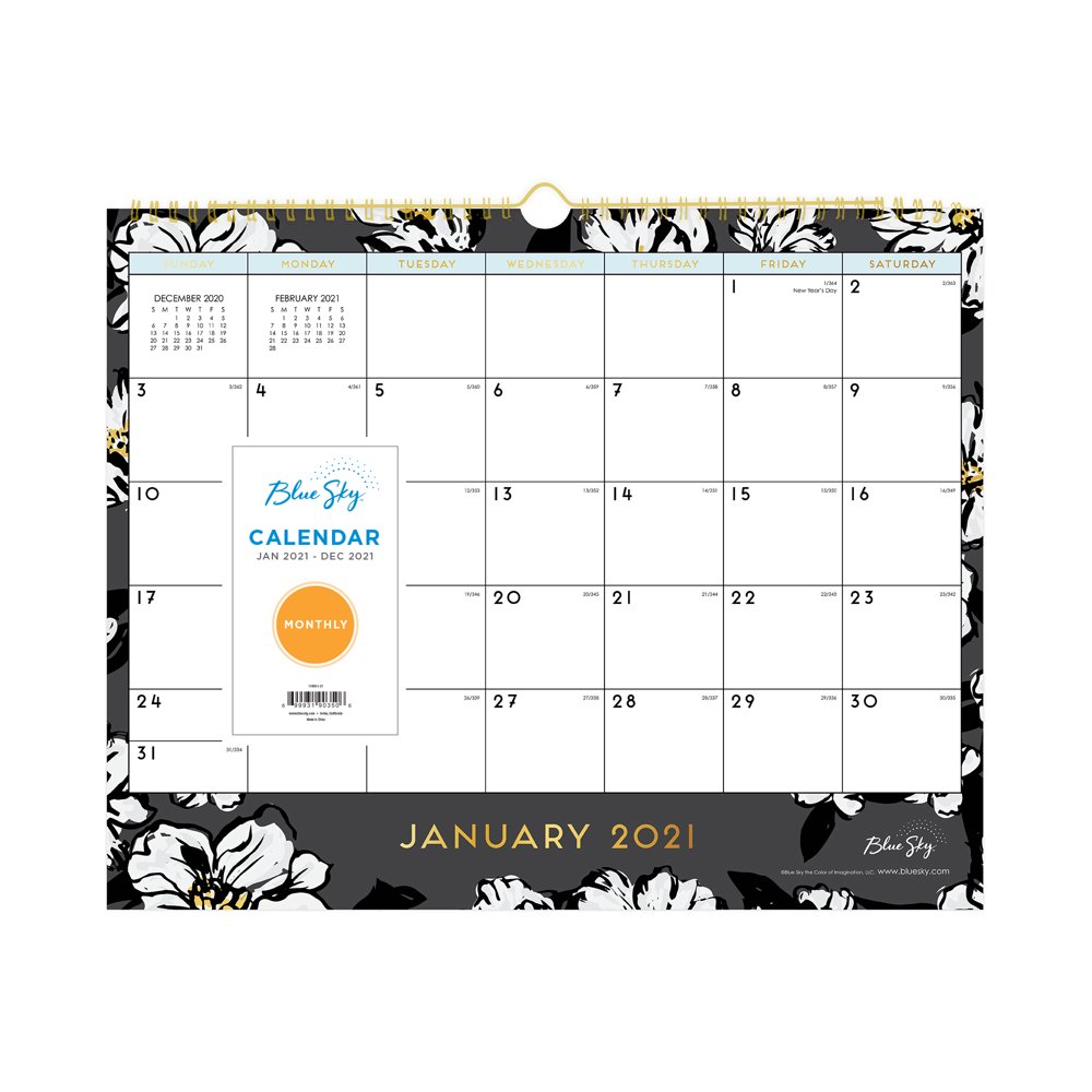 Blue Sky 2021 15" x 12" Wall Calendar, Baccara Dark