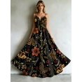 thumbnail image 2 of Black Floral And Butterfly Print Slip Dress A-Line Maxi Dress For Women, 2 of 4