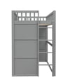 thumbnail image 7 of Triple Tree Twin Size House Loft Bed with Built In Ladder and Safety Guardrail, Gray, 7 of 7