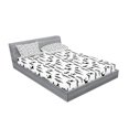 thumbnail image 2 of Ambesonne Forest Fitted Sheet & Pillow Sham Set, Pine Trees Rabbit Animal, Queen, Black White, 2 of 2