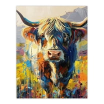 Artery8 Scottish Highland Cow Hairy Coo Abstract Painting For Living Room Large Wall Art Poster Print Thick Paper 18X24 Inch