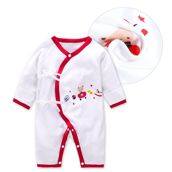 Mono De Manga Larga Con Estampado De Oso Para Bebé, Niño Pequeño, Ropa De Pijama, Banda Roja, 52cm